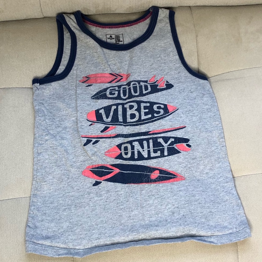 Baby Gap Sleeveless Tank Top “Good Vibes Only” Surf 🏄‍♂️ Shirt (Size: 5)
